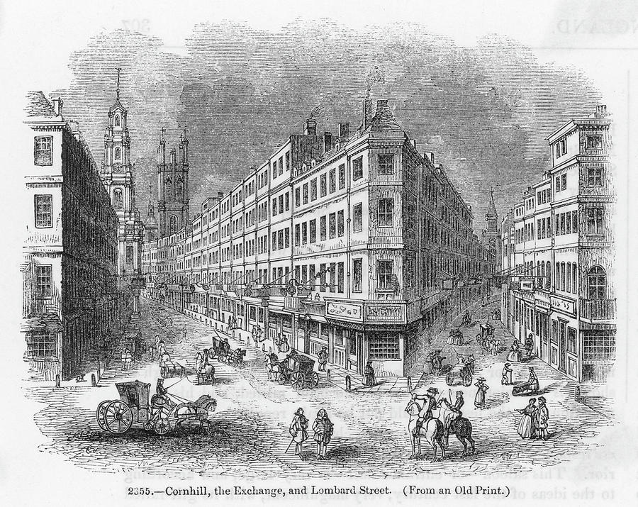 Cornhill, The Exchange And Lombard Drawing by Mary Evans Picture ...