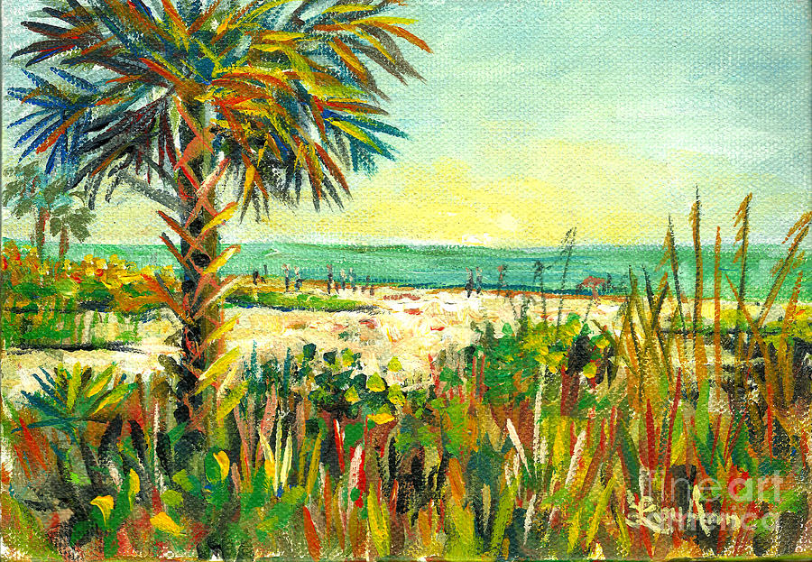  Crescent Beach Palm Minature Painting by Lou Ann Bagnall
