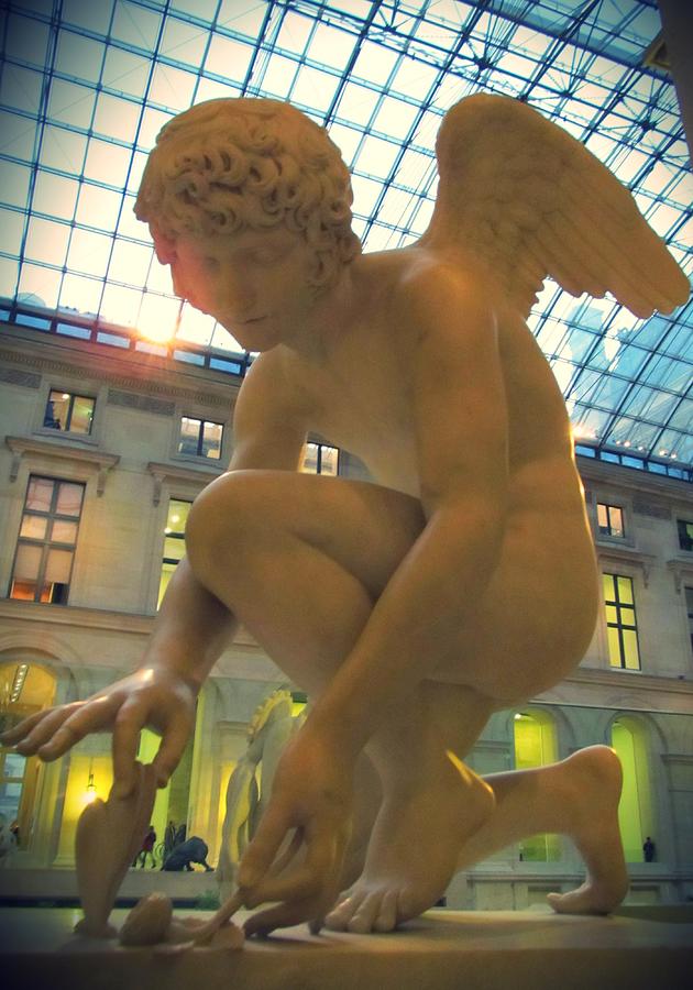Greek Photograph -  Cupid Playing with a Butterfly - Louvre Museum Paris by Marianna Mills