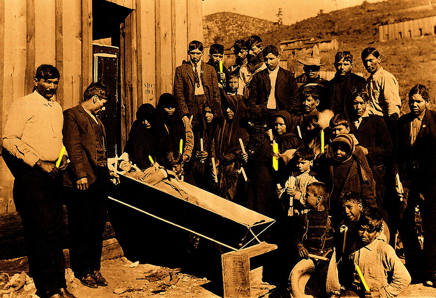  Death In Mexico #1  Corpse In Displayed Coffin Mourners C.1885-2009 Photograph by David Lee Guss