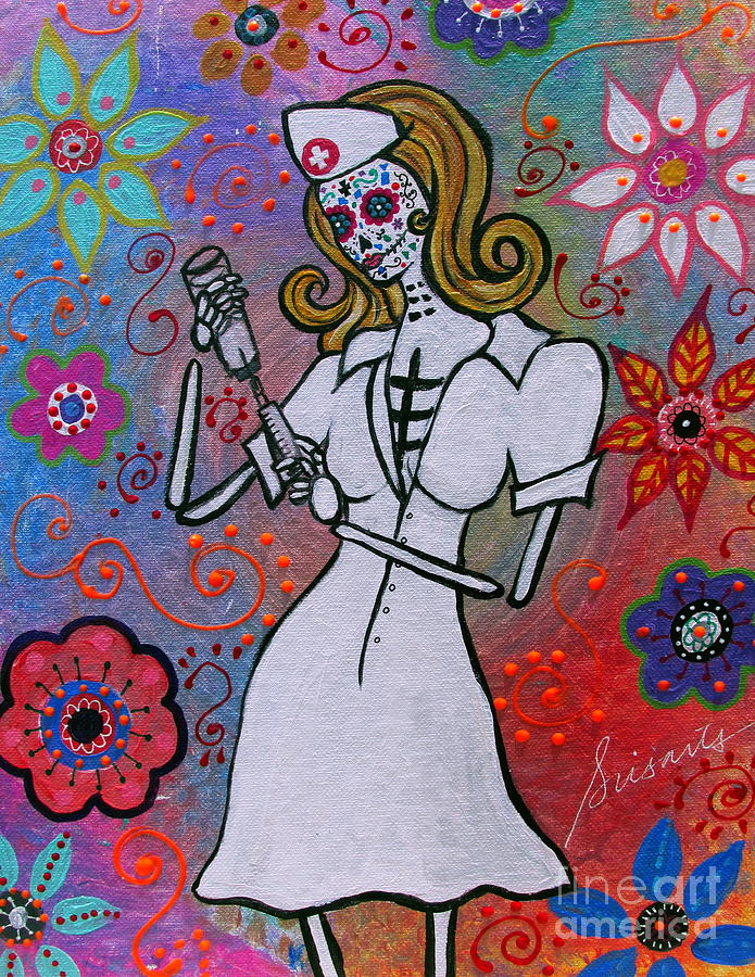 Cool Painting -  Dia De Los Muertos Nurse by Pristine Cartera Turkus
