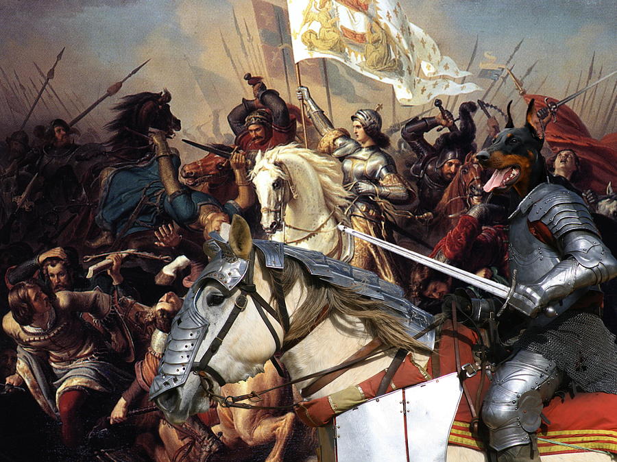  Doberman Pinscher Art Canvas Print - Battle of  Jeanne d Arc Painting by Sandra Sij