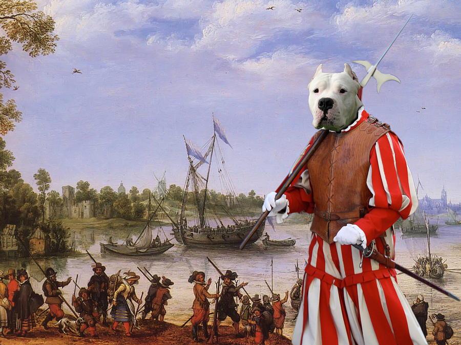  Dogo Argentino Art Canvas Print - Gathering before the battle Painting by Sandra Sij