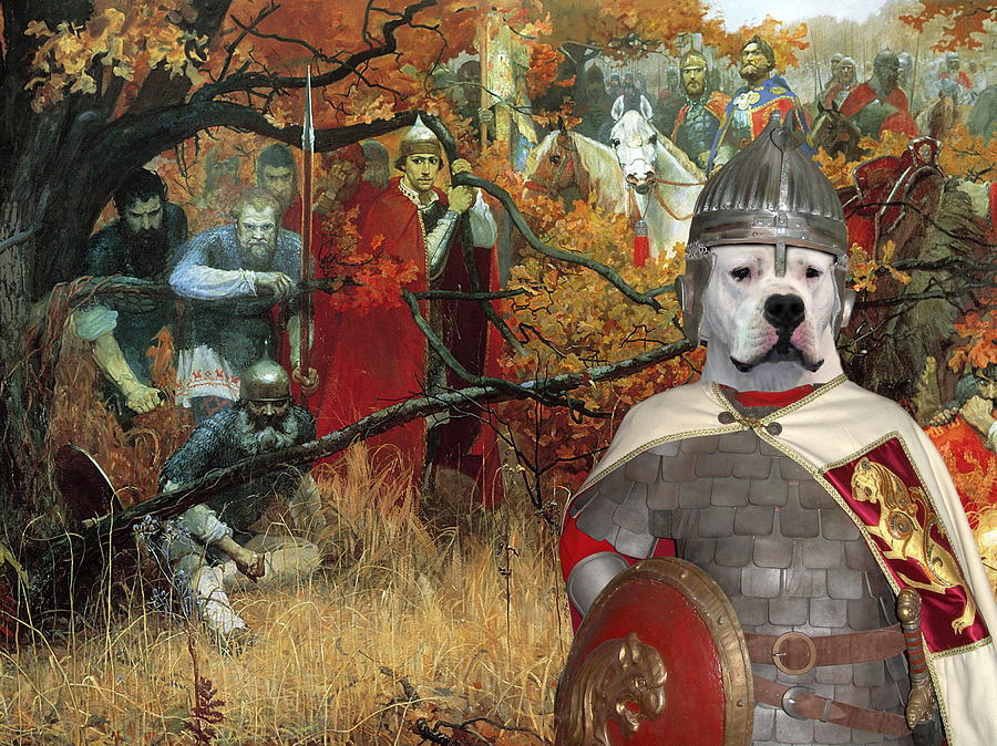  Dogo Argentino Art Canvas Print - Where is enemy Painting by Sandra Sij