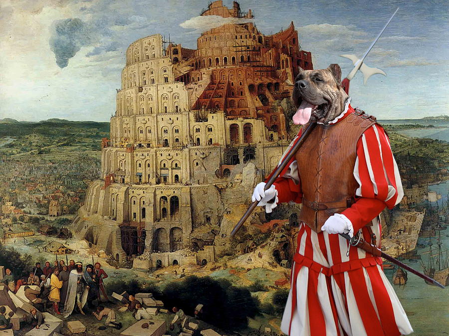  Dogo Canario - Perro de Presa Canario Art Canvas Print - The Tower of Babel  Painting by Sandra Sij