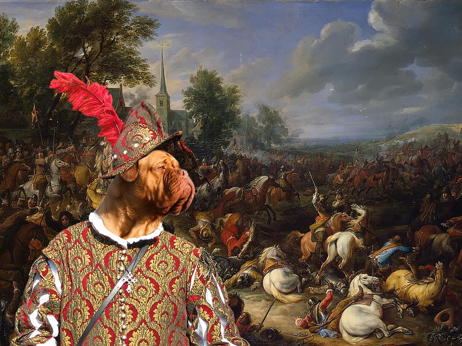  Dogue de Bordeaux Art Canvas Print - Cavalery in the Battle  Painting by Sandra Sij