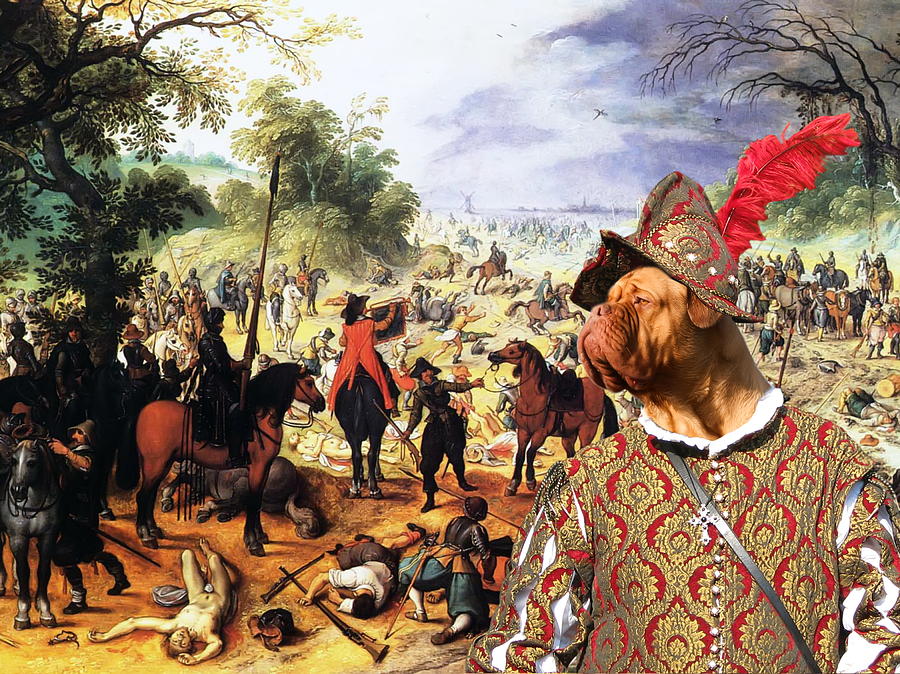  Dogue de Bordeaux Art Canvas Print - The fight of the cavalery Painting by Sandra Sij