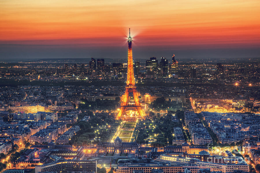 Eiffel Tower Show At Night At Sunset Photograph