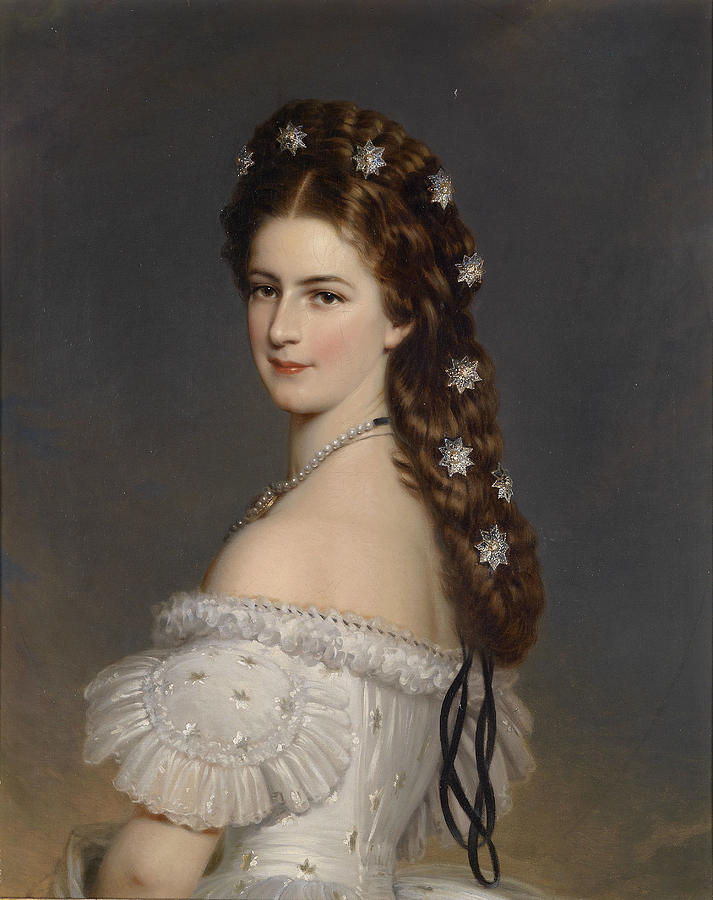 Empress Elisabeth of Austria in Courtly Gala Dress with Diamond Stars. Painting by Franz Xaver Winterhalter