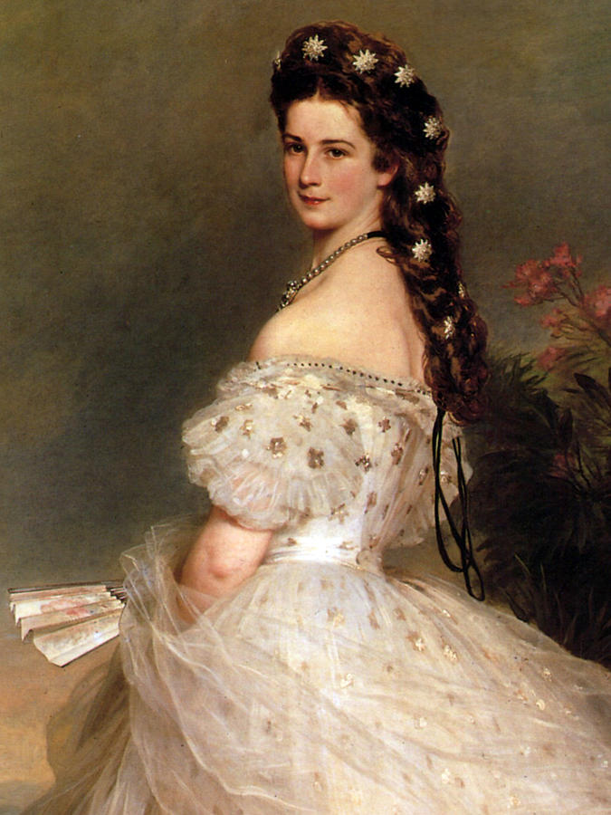 Empress Elisabeth of Austria in Courtly Gala Dress with Diamond Stars.detail Painting by Franz Xaver Winterhalter Empress Elisabeth of Austria in Courtly Gala Dress with Diamond Stars.detail Painting by Franz Xaver Winterhalter