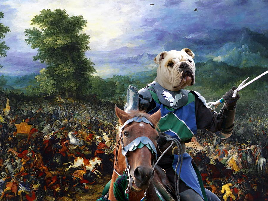  English Bulldog Art Canvas Print - The brave ricer Painting by Sandra Sij