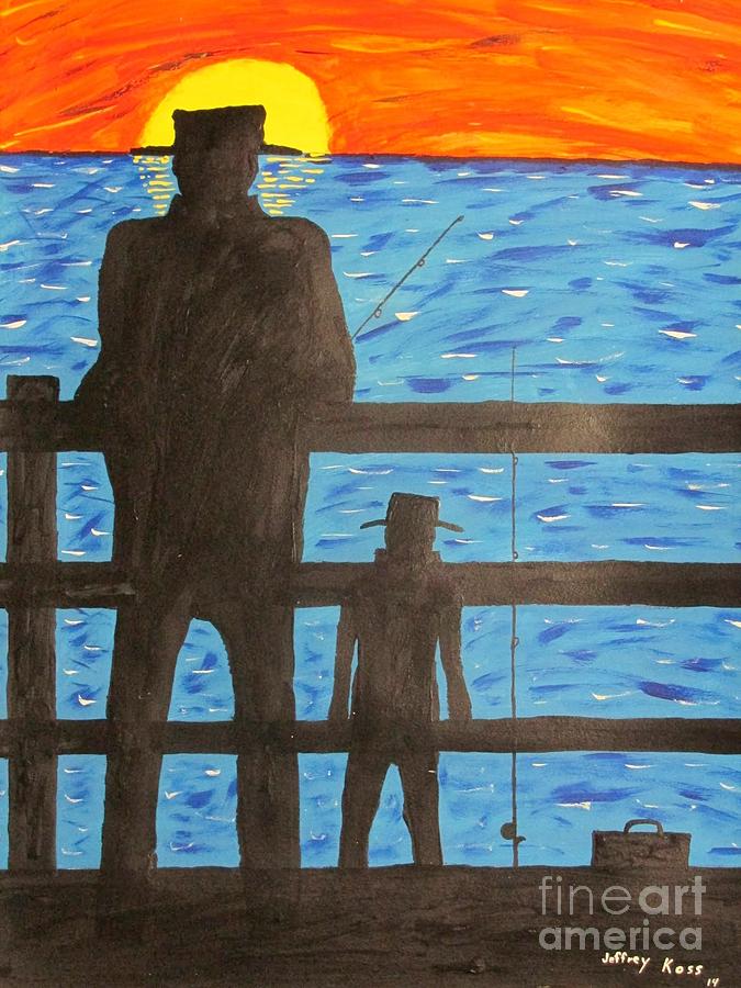  Father and Son Fishing Painting by Jeffrey Koss