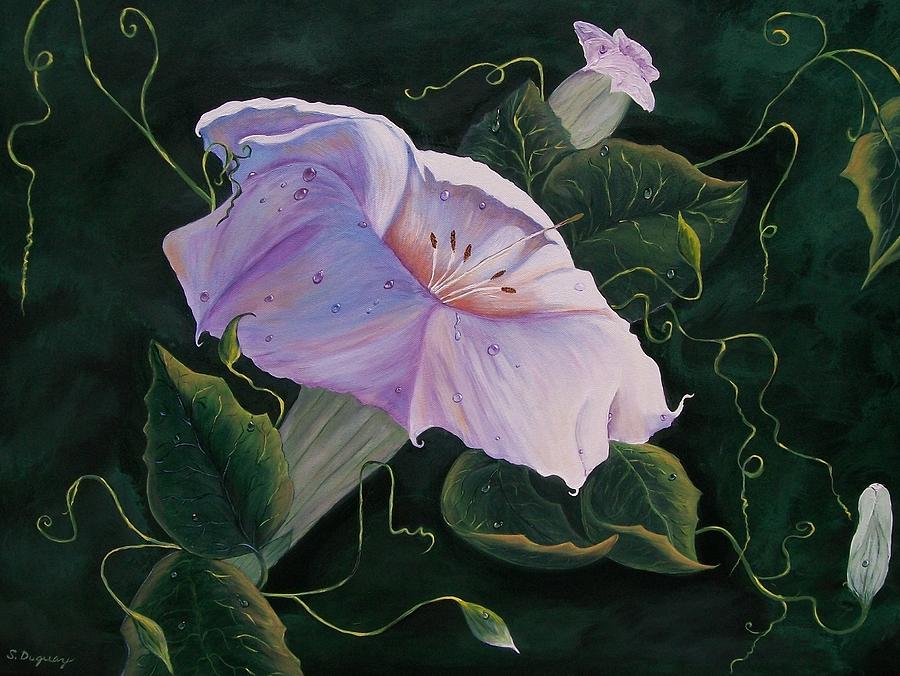 First  Trumpet Flower  Of Summer Painting