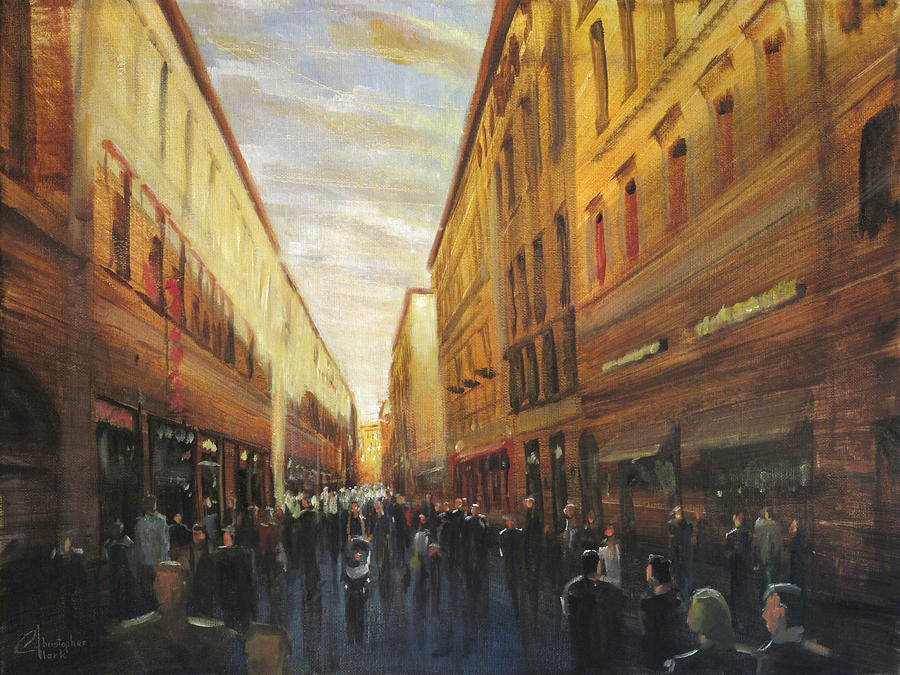 Impressionism Painting -  Florence Italy Bustling Alleyway II by Christopher Clark