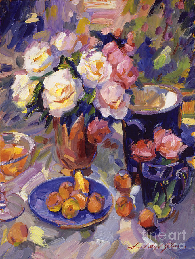  Flowers And Fruit At Montecito Painting by David Lloyd Glover
