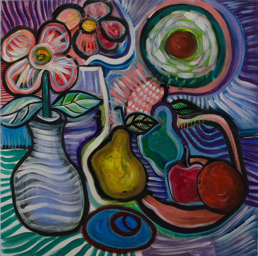  Flowers With Fruit Painting by Gwendolyn Aqui-Brooks