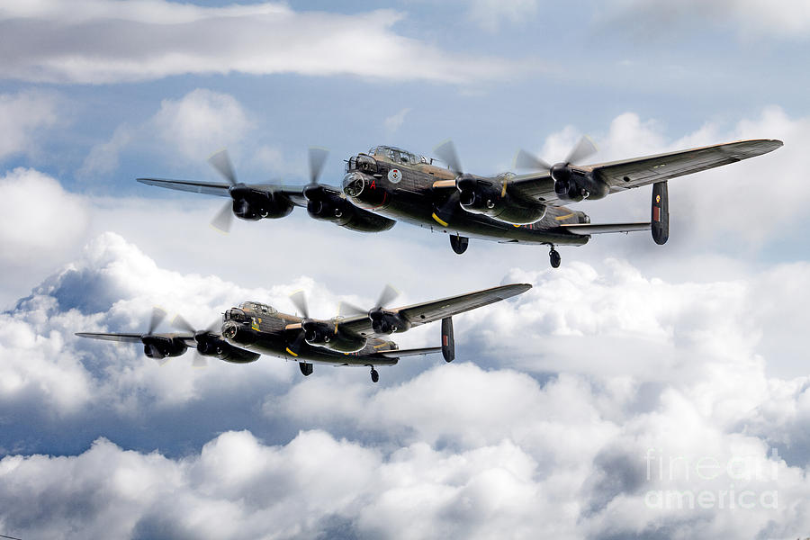 Avro Lancaster Digital Art -  Flying Lancasters by Airpower Art
