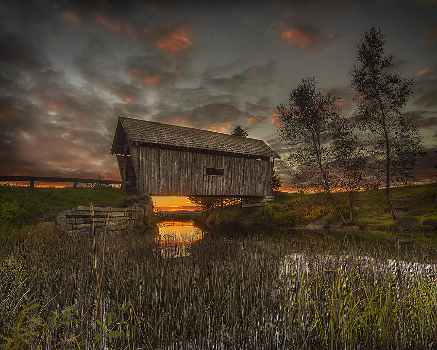  Foster Covered Bridge Sunset Photograph by John Vose