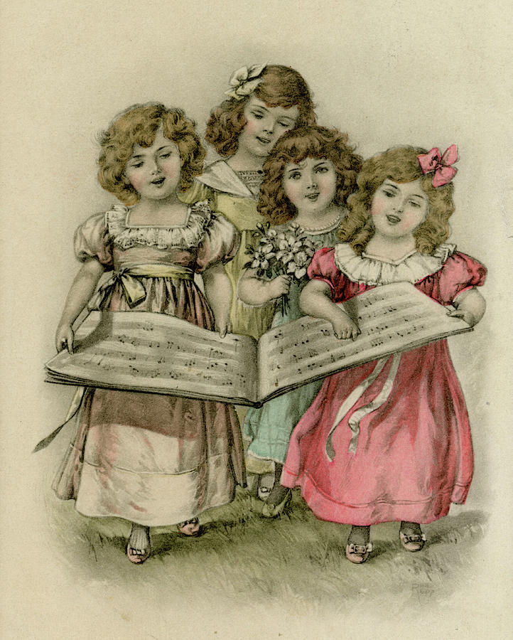 Four Little Girls, Seemingly Capable Drawing by Mary Evans Picture ...