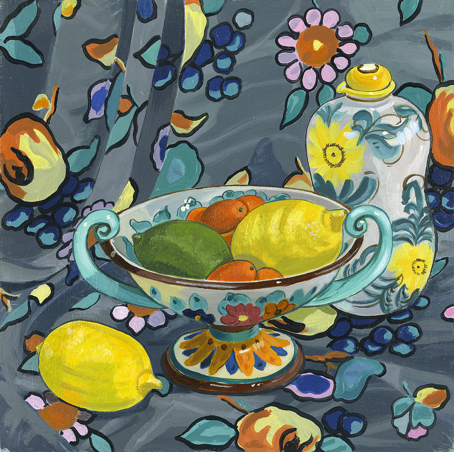 Lemon Painting -  Fruit Bowl by Jane Dunn Borresen