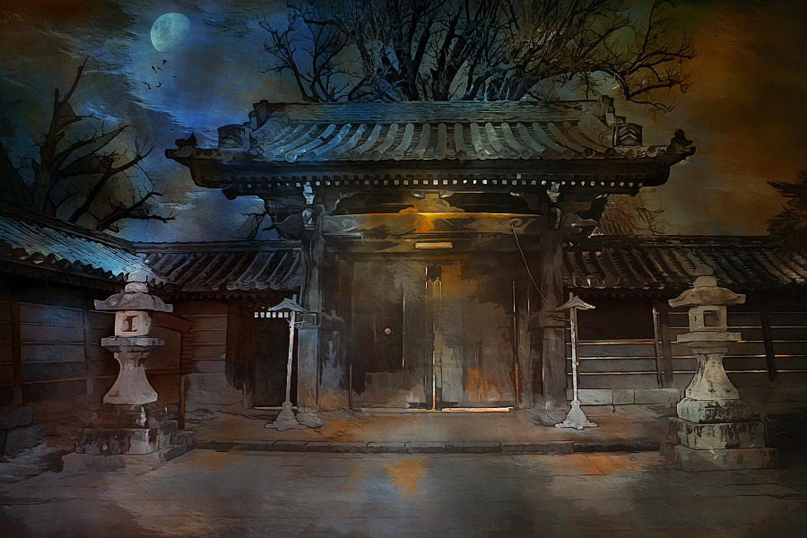  GATE..Asian  Moon. Mixed Media by Andrzej Szczerski