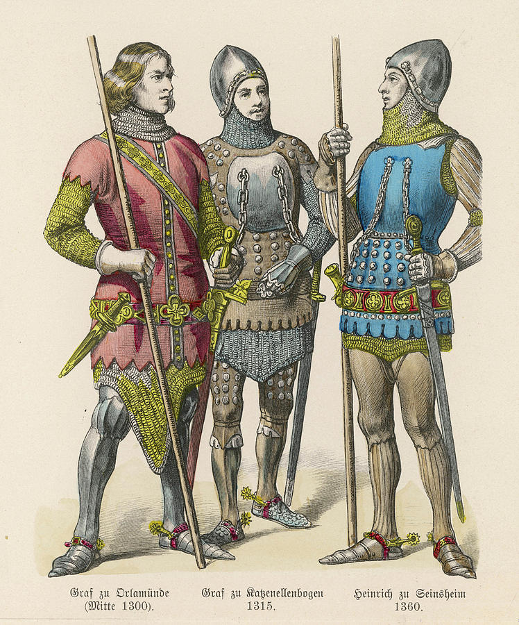 German Knights Date 1300 - 1360 Drawing by Mary Evans Picture Library ...