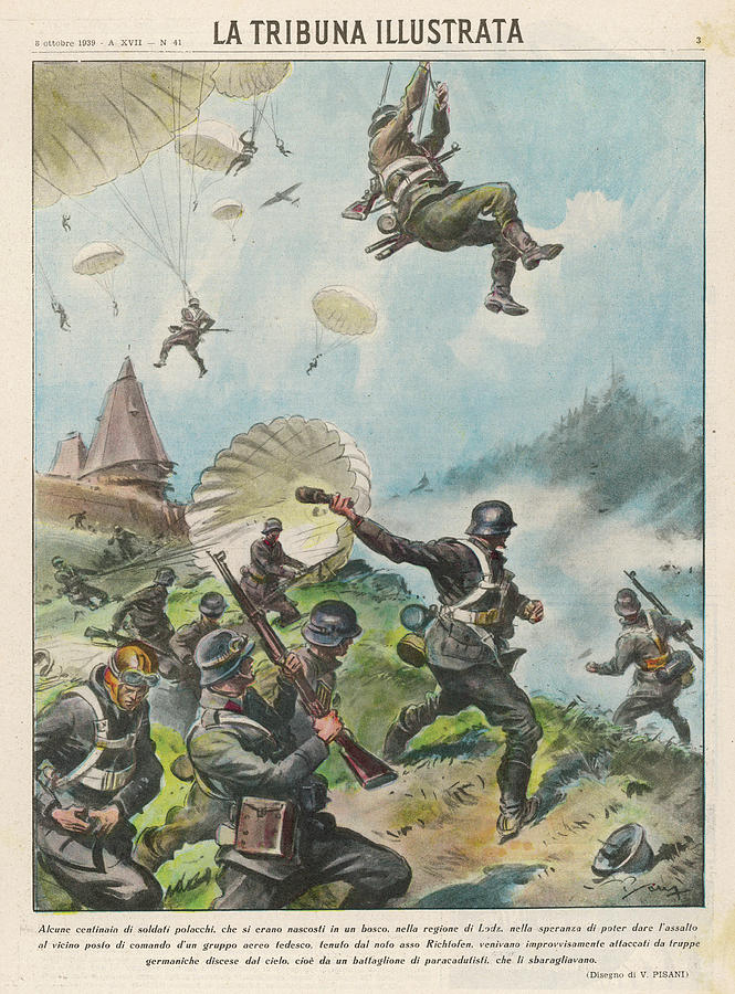 German Paratroopers Land In Poland Drawing by Mary Evans Picture ...