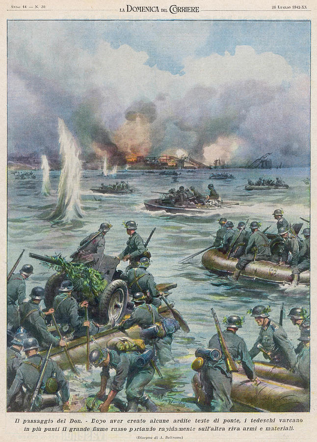 Germans Drawing -  Germans Infantry Cross The  River Don by Mary Evans Picture Library