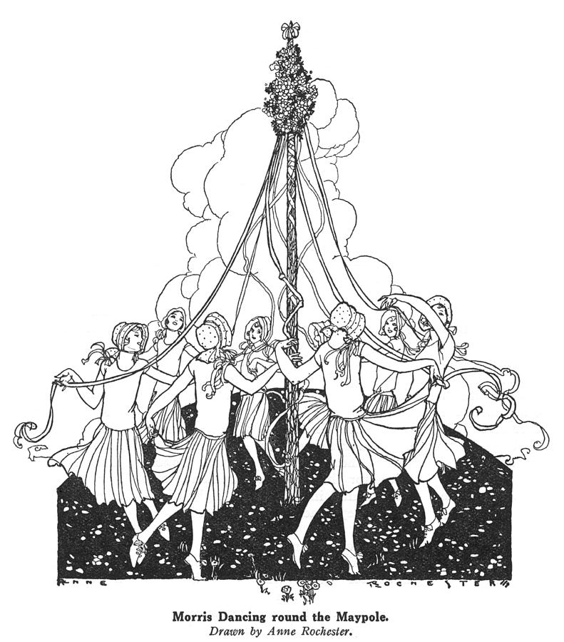 Girls Dance Round A Maypole Drawing by Mary Evans Picture Library