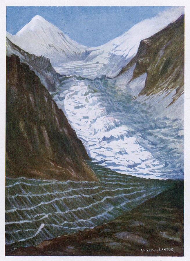 Glacier In The Lumpa River Valley Drawing by Mary Evans Picture Library
