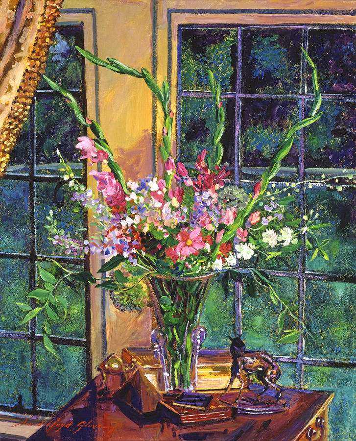 Still Life Painting -  Gladiola Arrangement by David Lloyd Glover