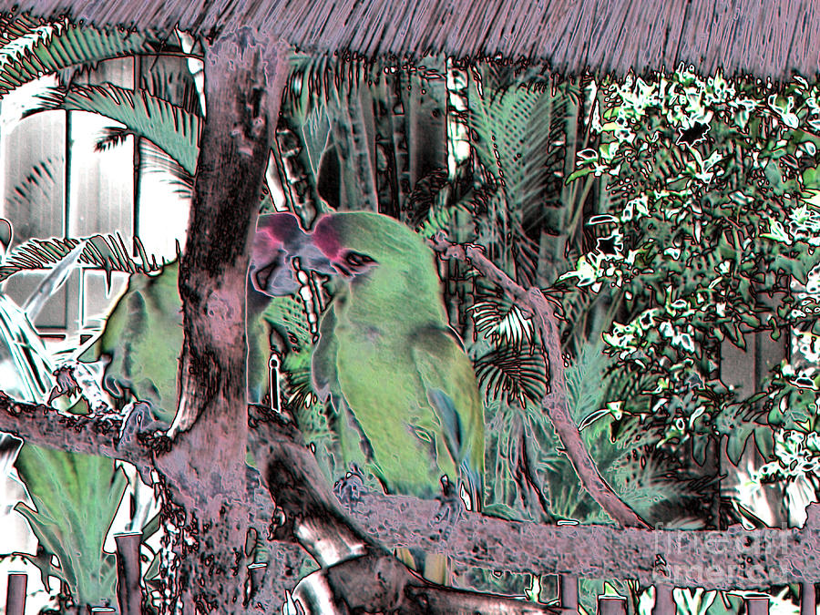  Green Parrots. Art  design Photograph by Oksana Semenchenko