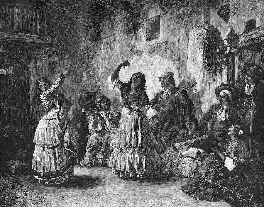 Gypsy Dancers Date 1883 Drawing by Mary Evans Picture Library Fine