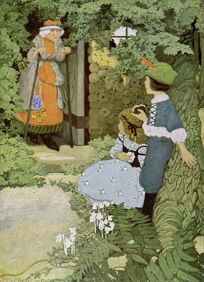 Hansel And Gretel Meet The Witch Drawing by Mary Evans Picture Library