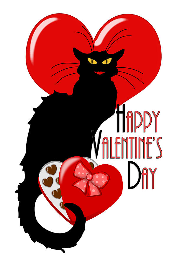  Happy Valentines Day Le Chat Noir Digital Art by Gravityx9  Designs