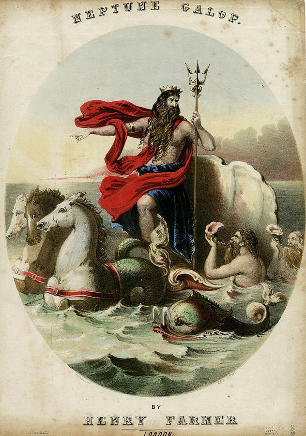 Fantasy Drawing - Hippocampi, Beasts Who Were Half by Mary Evans Picture Library Fantasy Drawing - Hippocampi, Beasts Who Were Half by Mary Evans Picture Library