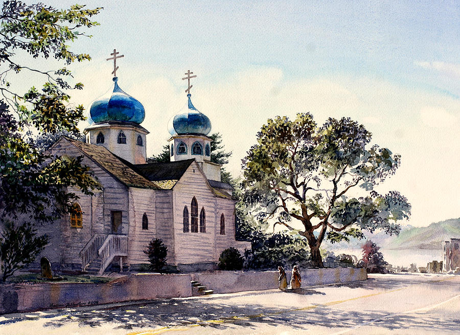 Landscape Painting -  Holy Resurrection Cathedral Kodiak by Vladimir Zhikhartsev
