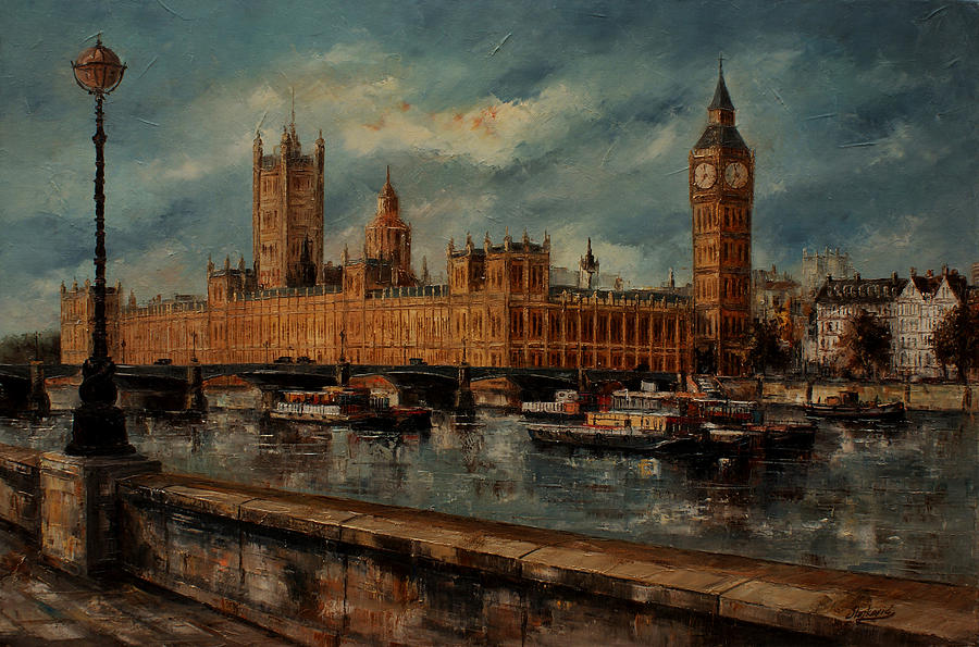 Houses Of Parliament - London Painting by Miroslav Stojkovic - Miro