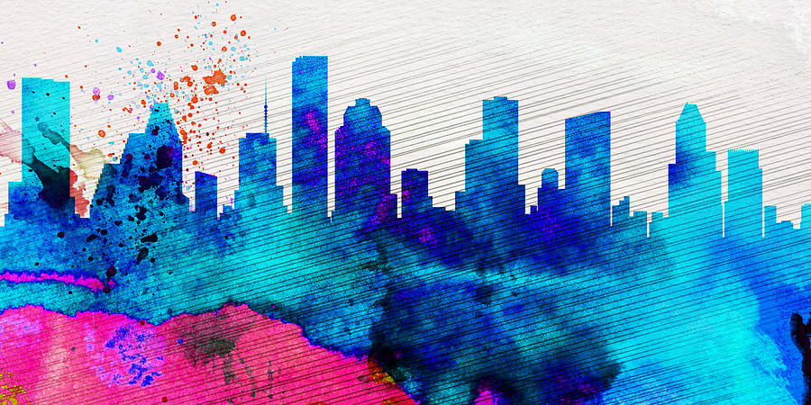 Houston Painting -  Houston City Skyline by Naxart Studio