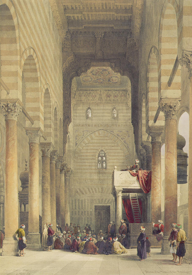 David Roberts Painting -  Interior of the Mosque of the Metwalys by David Roberts