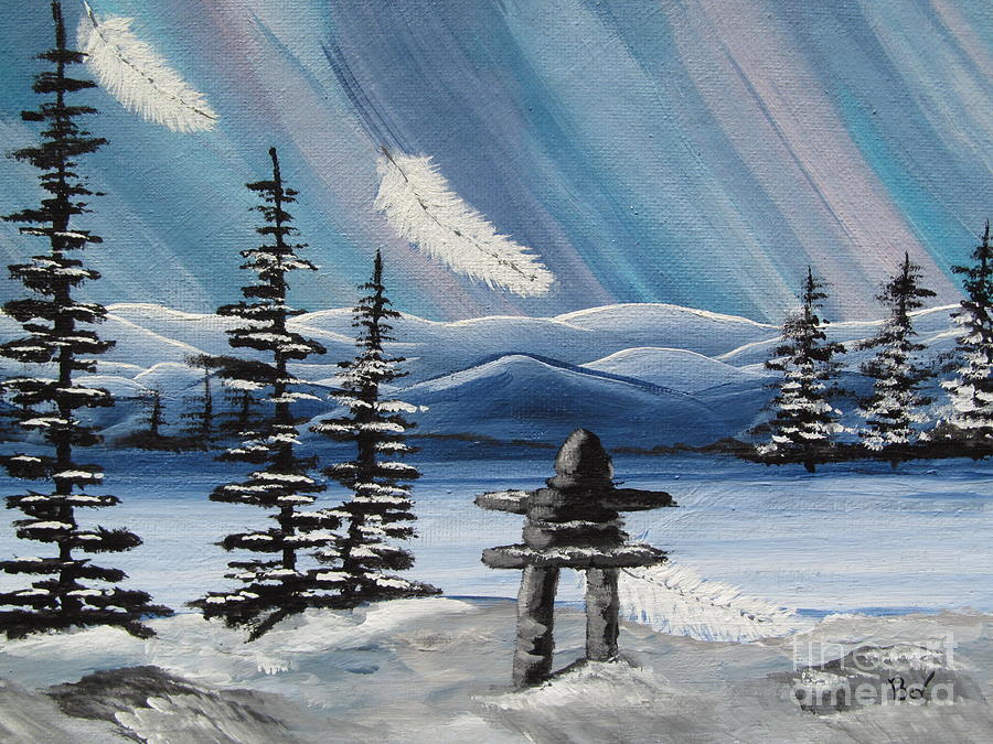 Inukshuk-land Of Spirits Painting by Beverly Livingstone