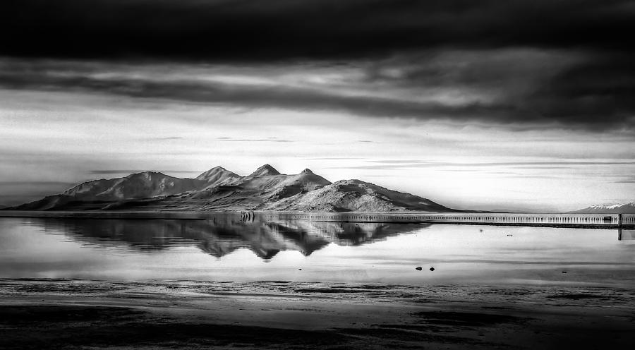 Black And White Photograph -  Island Reflections by Kevin Rowe