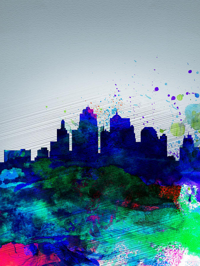 Kansas City Painting -  Kansas City Watercolor Skyline by Naxart Studio