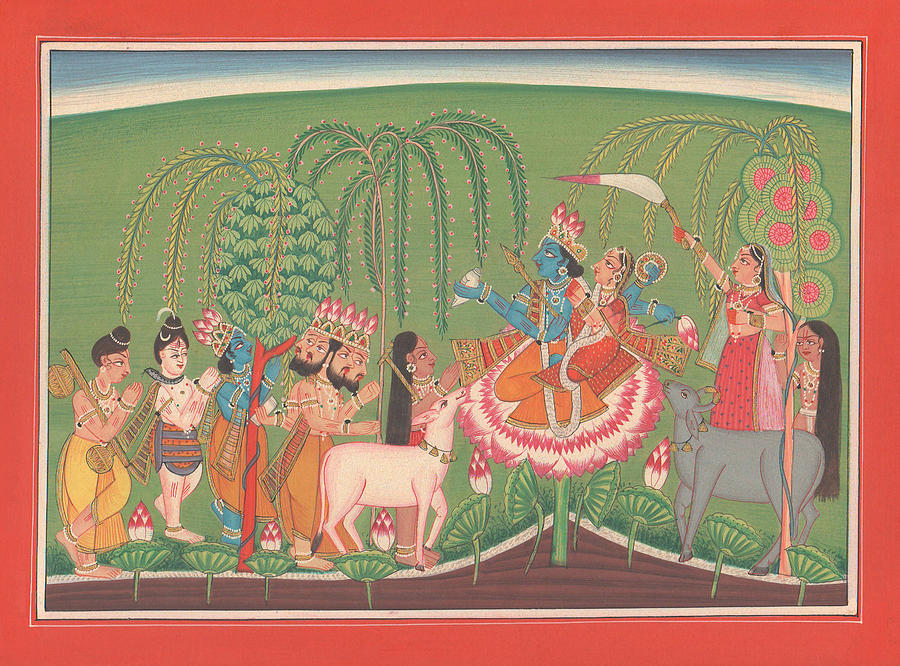  Krishna Lila Hindu Supreme God  Bhagvat Geeta Veda Yoga Cow ISCON  Painting by A K Mundhra