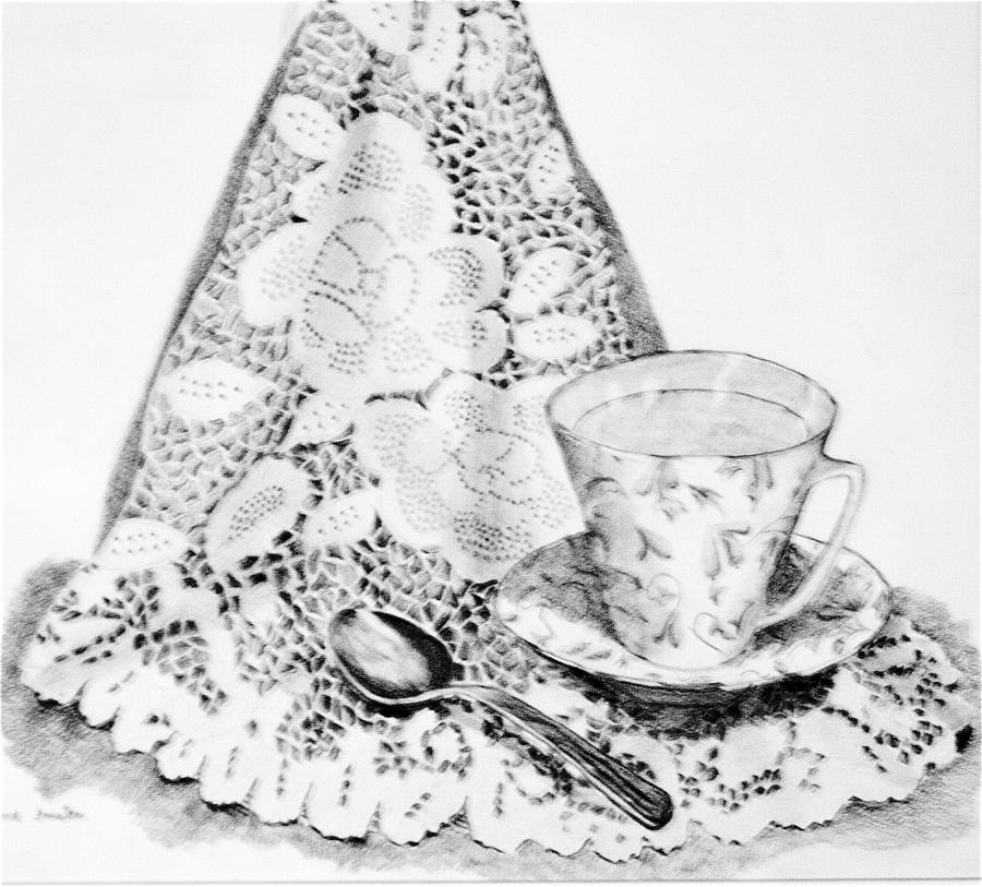  Lace with cup Photograph by Suanne Forster