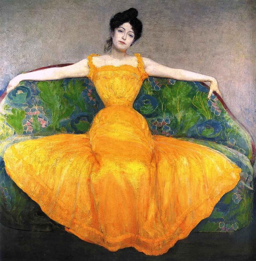  Lady in Yellow Dress Painting by MotionAge Designs