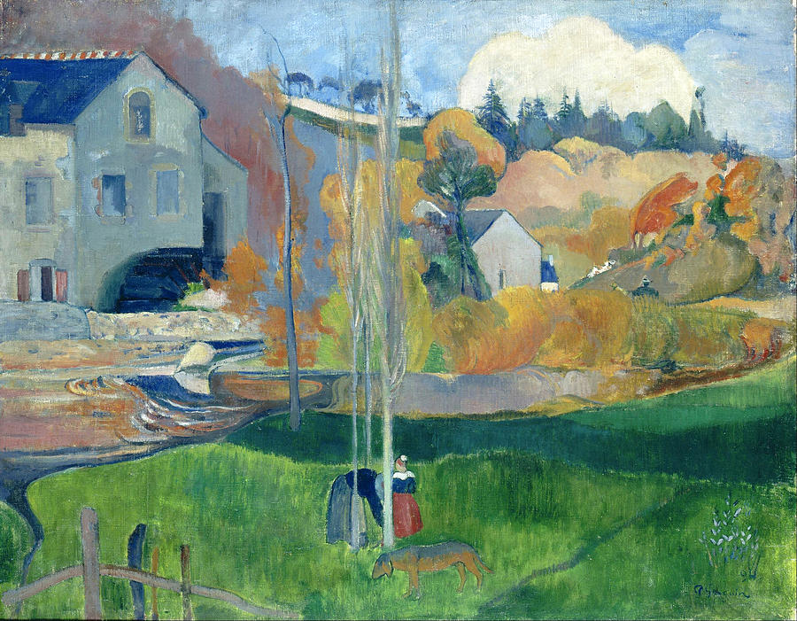  Landscape in Brittany. The David Mill #3 Painting by Paul Gauguin