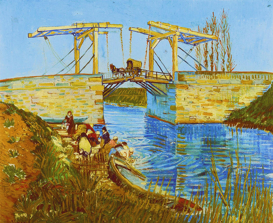  Langlois Bridge at Arles with Women Washing Painting by Vincent van Gogh