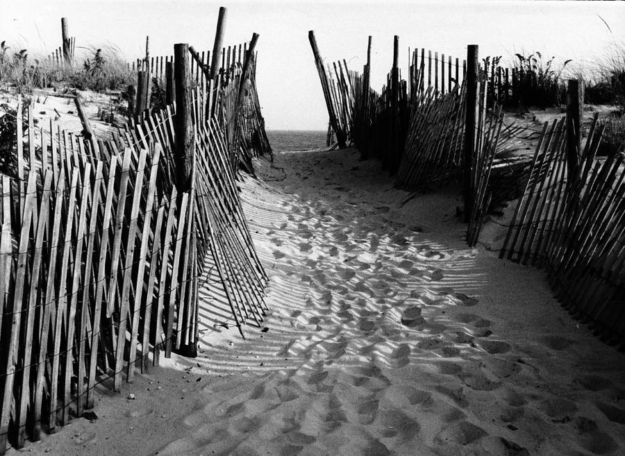 Beach Photograph -  Long Beach Island NJ 1977 - Black/White by Jacqueline M Lewis