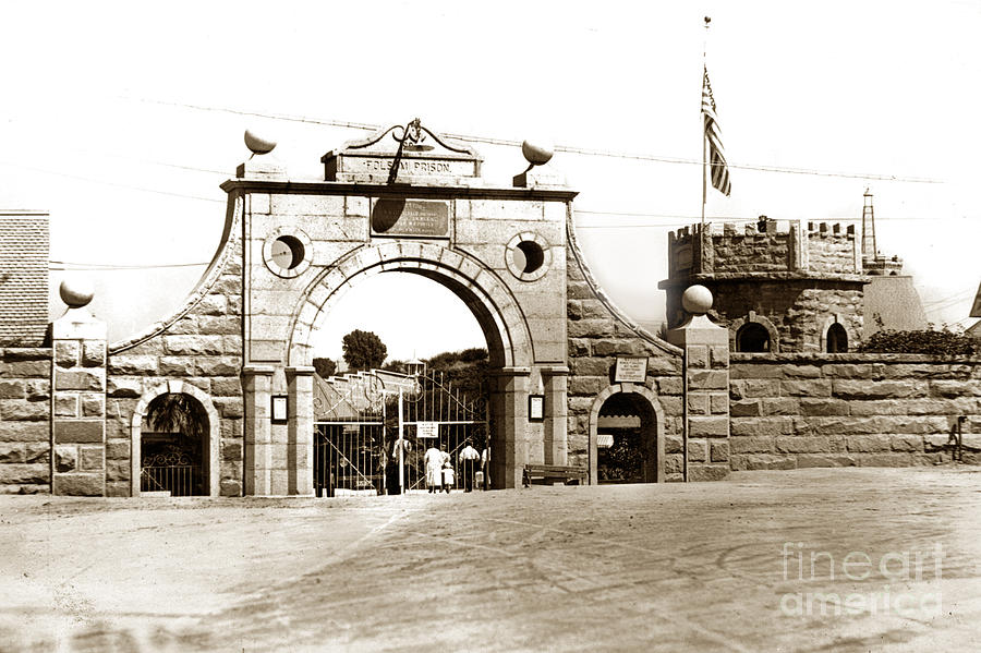 Sacramento Photograph -  Main gate at Folsom Prison California Circa 1915 by Monterey County Historical Society